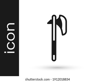 Grey Medieval axe icon isolated on white background. Battle axe, executioner axe. Medieval weapon.  Vector