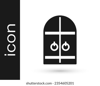 Grey Medieval castle gate icon isolated on white background. Medieval fortress. Protection from enemies.  Vector