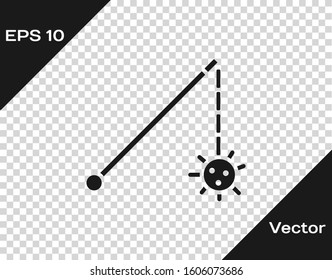 Grey Medieval chained mace ball icon isolated on transparent background. Medieval weapon.  Vector Illustration