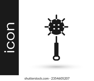 Grey Medieval chained mace ball icon isolated on white background. Medieval weapon.  Vector