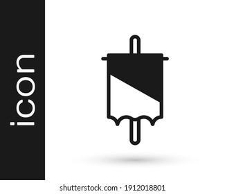Icono de la bandera medieval gris aislado en fondo blanco. País, estado o territorio gobernado por un rey o una reina.  Vector
