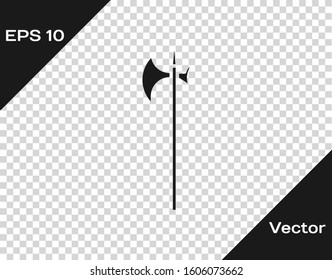 Grey Medieval halberd icon isolated on transparent background. Medieval weapon.  Vector Illustration