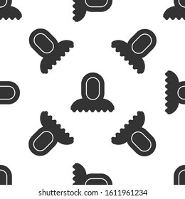 Grey Medieval hood icon isolated seamless pattern on white background. Hooded sweatshirt.  Vector Illustration