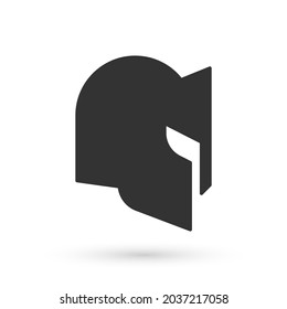 Grey Medieval iron helmet for head protection icon isolated on white background. Knight helmet.  Vector