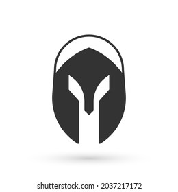 Grey Medieval iron helmet for head protection icon isolated on white background. Knight helmet.  Vector