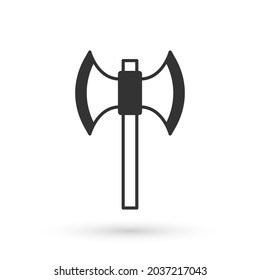 Icono de poleaxia Gris Medieval aislado en fondo blanco.  Vector