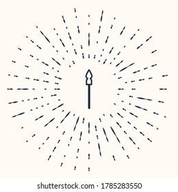 Icono de la lanza medieval gris aislado en fondo beige. arma medieval. Resumen de puntos aleatorios de círculo. Vector