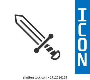 Icono de espada gris medieval aislado en fondo blanco. arma medieval.  Vector