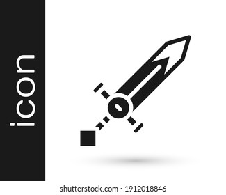 Graues mittelalterliches Schwertsymbol einzeln auf weißem Hintergrund. Mittelalterliche Waffe.  Vektorgrafik