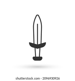 Grey Medieval sword icon isolated on white background. Medieval weapon.  Vector