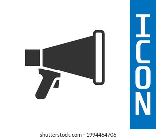 Icono de Megáfono gris aislado en fondo blanco. Firma del altavoz.  Vector