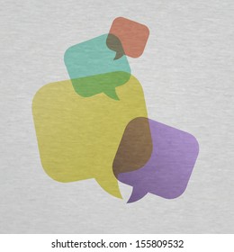 Grey Melange Background With Abstract Speech Bubbles With Gradient Mesh, Vector Illustration