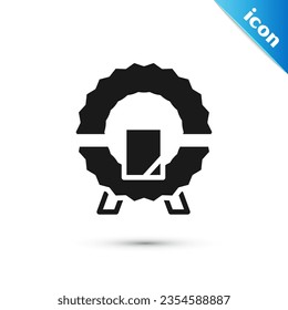 Grey Memorial wreath icon isolated on white background. Funeral ceremony.  Vector