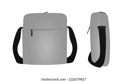Grey men handbag. vector illustration