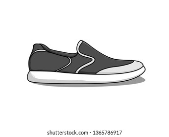 Grey mens leisure shoes on white background. Hipster shoes vector