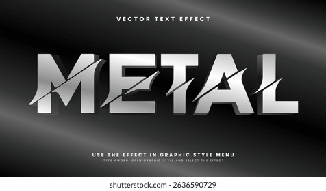 Plantilla de efecto de texto editable 3d de metal gris Adecuado para estilo de texto elegante