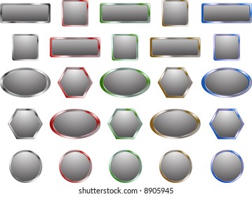 Grey metal buttons with color frames