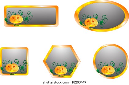 Grey metal buttons with pumpkins