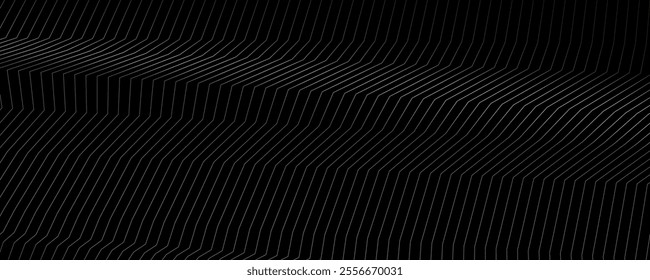 Grey metal curved lines abstract technology background. Vector geometric minimal banner design