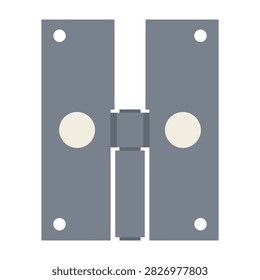 Grey metal door hinge hardware object on white background