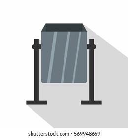 Grey metal dust bin icon. Flat illustration of grey metal dust bin vector icon for web on white background