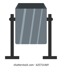 Grey metal dust bin icon flat isolated on white background vector illustration