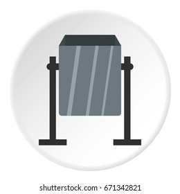 Grey metal dust bin icon in flat circle isolated vector illustration for web