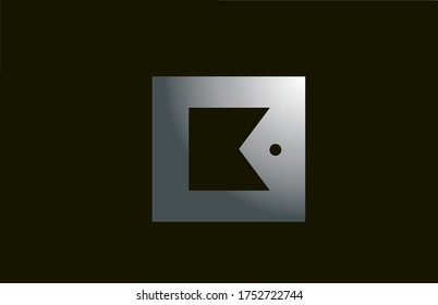 grey metal K alphabet letter logo for business and company with square design. Metallic template for corporate identity