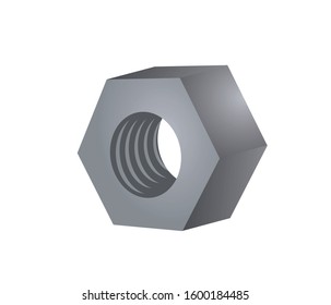 Grey metal nut. vector illustration