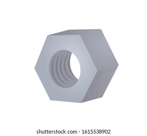 Grey metal nut. vector illustration