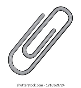 Grey Metal Paperclip On A White Background