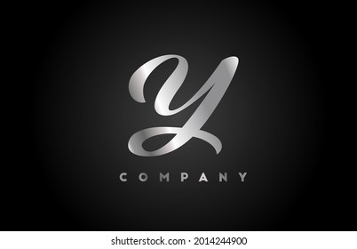 grey metal Y alphabet letter logo icon for branding. Creative company design for lettering and corporate 