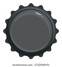 Grey metallic bottle cap isolated on white background, creating a simple yet effective visual