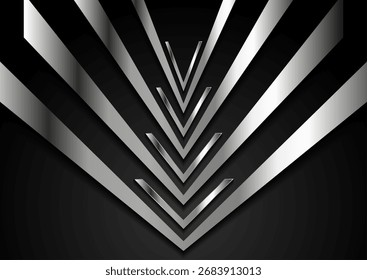Graue metallische glänzende Pfeile abstrakte Technik geometrischen Hintergrund. Vektorgrafik