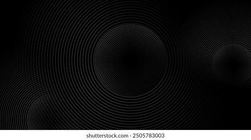 Graue metallische Linien kreisen abstrakten futuristischen Tech-Hintergrund. Minimales Vektordesign