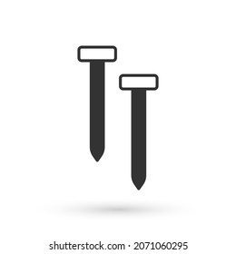 Grey Metallic nails icon isolated on white background.  Vector