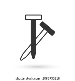 Grey Metallic nails icon isolated on white background.  Vector