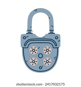 Padlock metálico gris como bloqueo portátil con vectores Shackle Ilustración