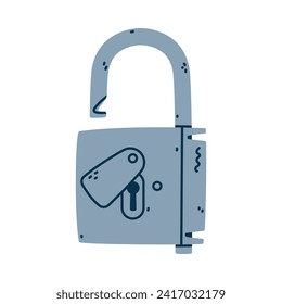 Padlock metálico gris como bloqueo portátil con vectores Shackle Ilustración