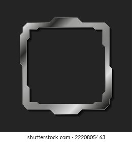 Grey metallic technology geometric frame abstract background. Vector design