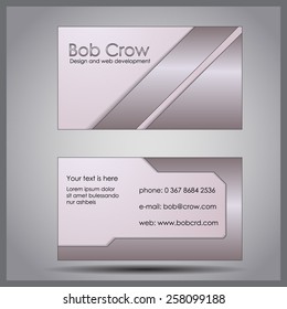 Grey metallic vector business visit card