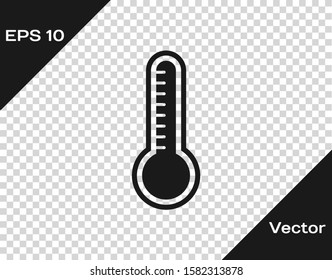 Grey Meteorology thermometer measuring heat and cold icon isolated on transparent background. Thermometer equipment showing hot or cold weather.  Vector Illustration