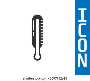 Grey Meteorology thermometer measuring icon isolated on white background. Thermometer equipment showing hot or cold weather.  Vector Illustration