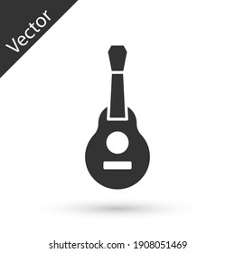 Grey Mexican guitar icon isolated on white background. Acoustic guitar. String musical instrument. Vector.