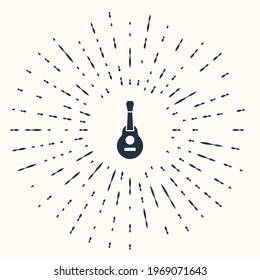 Grey Mexican guitar icon isolated on beige background. Acoustic guitar. String musical instrument. Abstract circle random dots. Vector