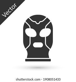 Grey Mexican wrestler icon isolated on white background. Vector.