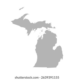 Grey Michigan state map on white background