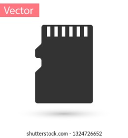 Grey Micro SD memory card icon isolated on white background. Vector Illustration