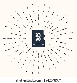 Grey Micro SD memory card icon isolated on beige background. Abstract circle random dots. Vector Illustration