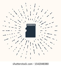 Grey Micro SD memory card icon isolated on beige background. Abstract circle random dots. Vector Illustration